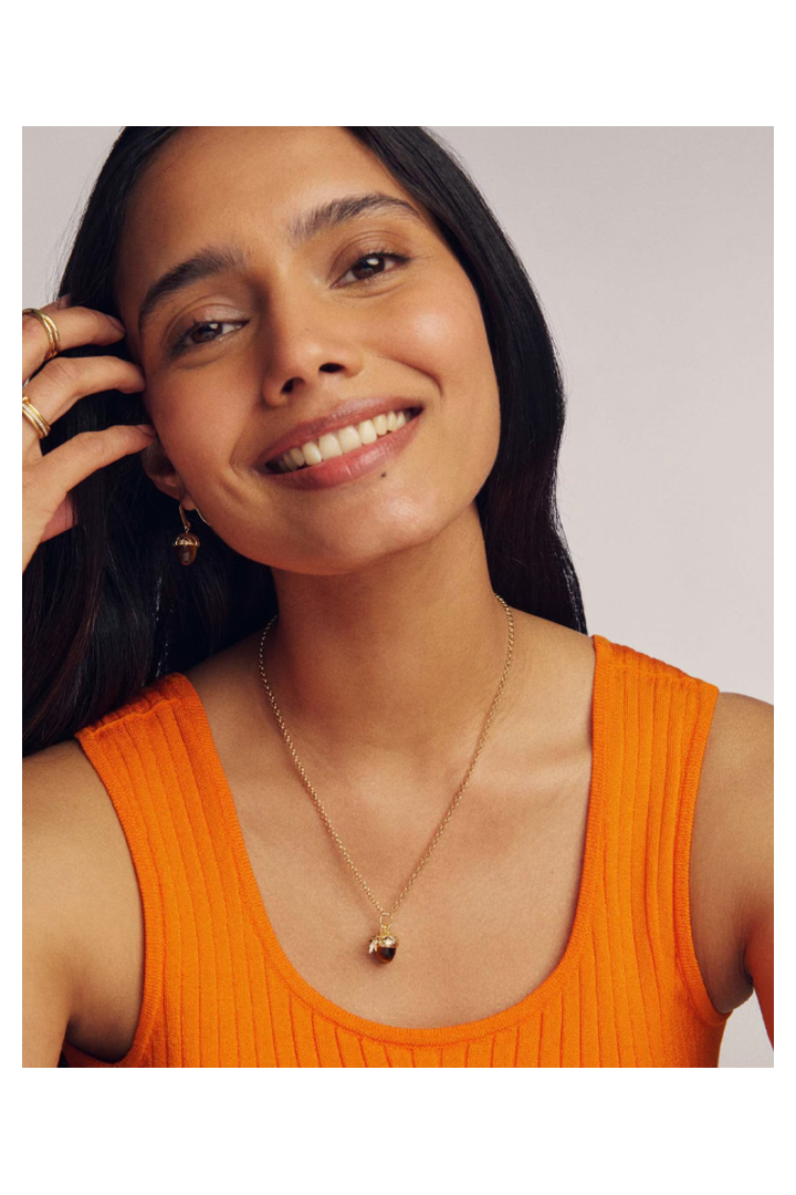 Kendra Scott: Acorn Short Pendant Necklace-Gold Brown Tigers Eye-7- Jewelry-Kendra Scott-Usher & Co - Women's Boutique Located in Atoka, OK and Durant, OK