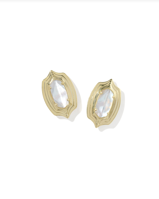 Kendra Scott: Ellie Gold Stud Earrings-Ivory-7- Jewelry-Kendra Scott Design-Usher & Co - Women's Boutique Located in Atoka, OK and Durant, OK