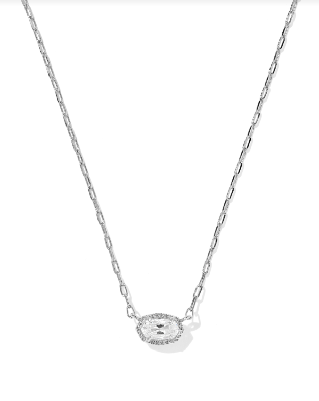 Kendra Scott: Mini Elisa Silver Luxe Pendant Necklace-White CZ-7- Jewelry-Kendra Scott-Usher & Co - Women's Boutique Located in Atoka, OK and Durant, OK