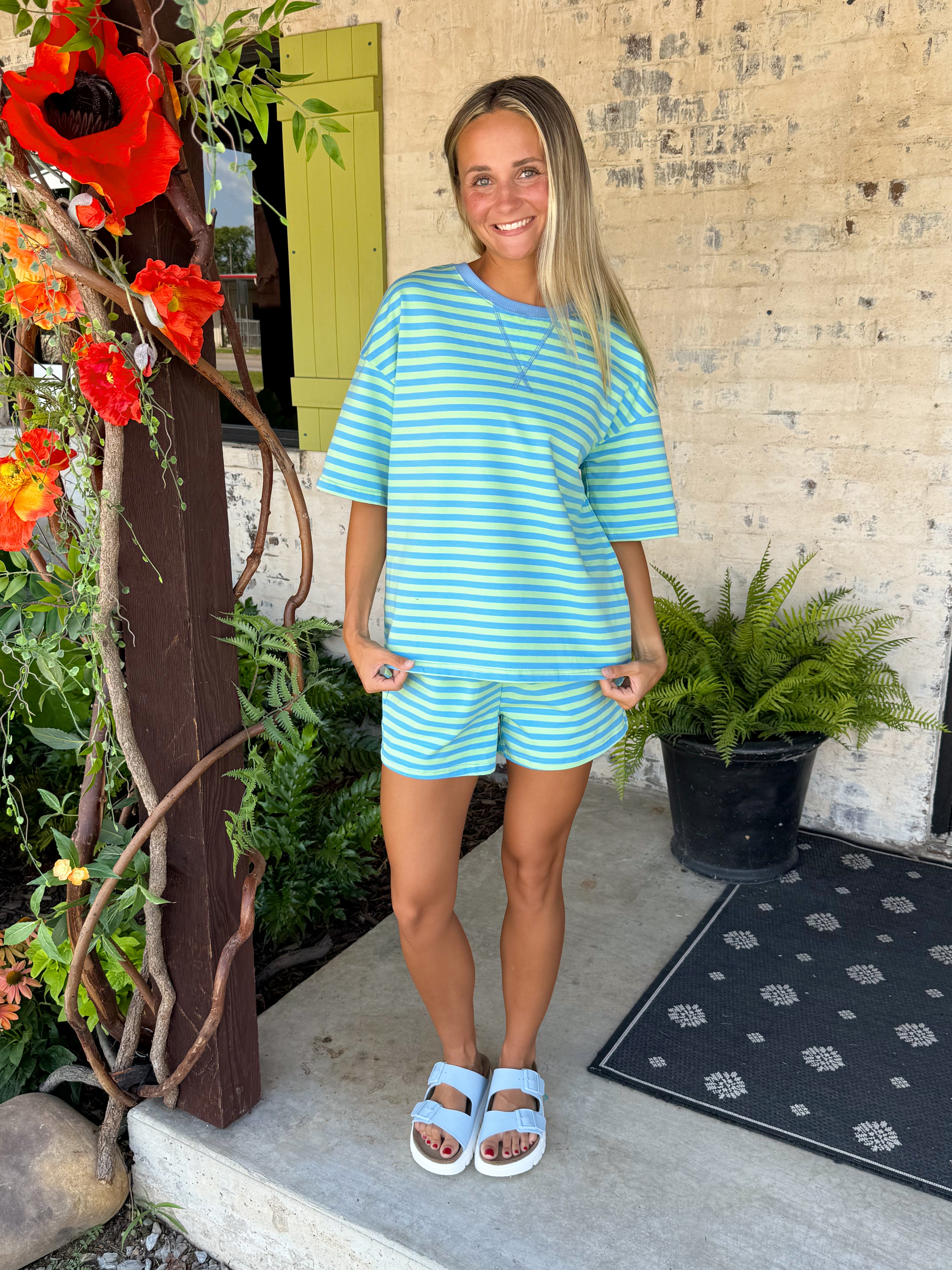 Milou Striped Set-3- Sets/Lounge-Aapparella-Usher & Co - Women's Boutique Located in Atoka, OK and Durant, OK