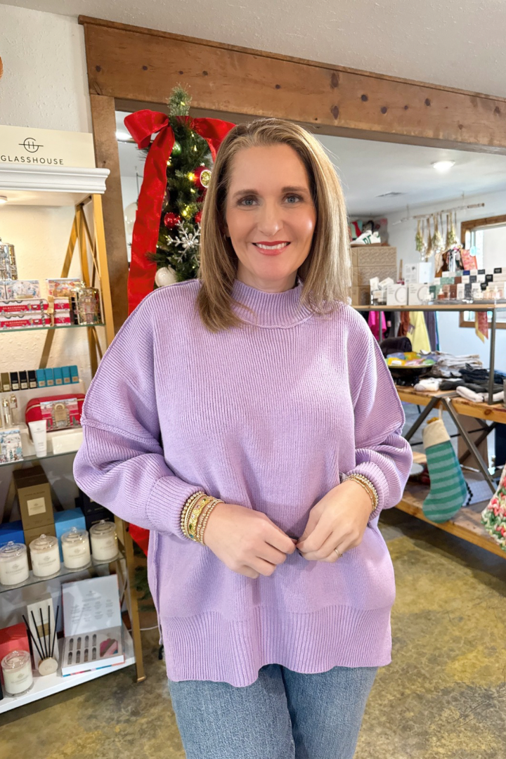 Dalia Oversized Sweater-Lavender-1- Tops-Zenana-Usher & Co - Women's Boutique Located in Atoka, OK and Durant, OK