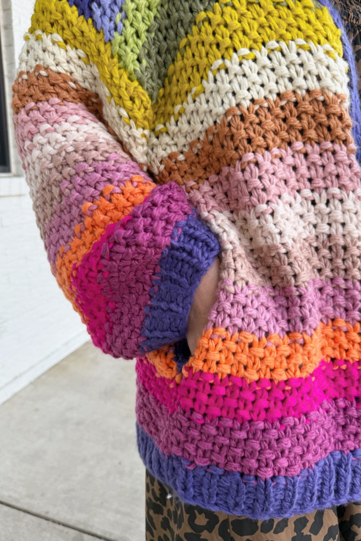 Rainbow Crochet Cardigan-2- Tops Over-Listicle-Usher & Co - Women's Boutique Located in Atoka, OK and Durant, OK