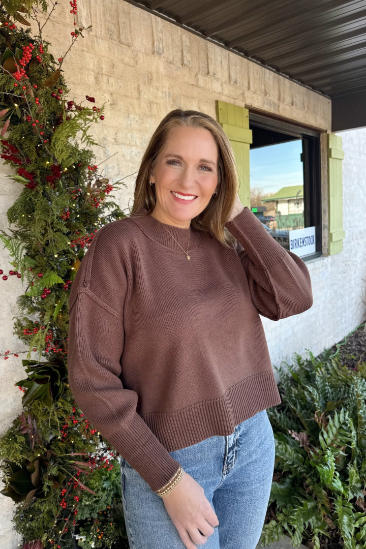 Noble Sweater-Brown-1- Tops-Zenana-Usher & Co - Women's Boutique Located in Atoka, OK and Durant, OK