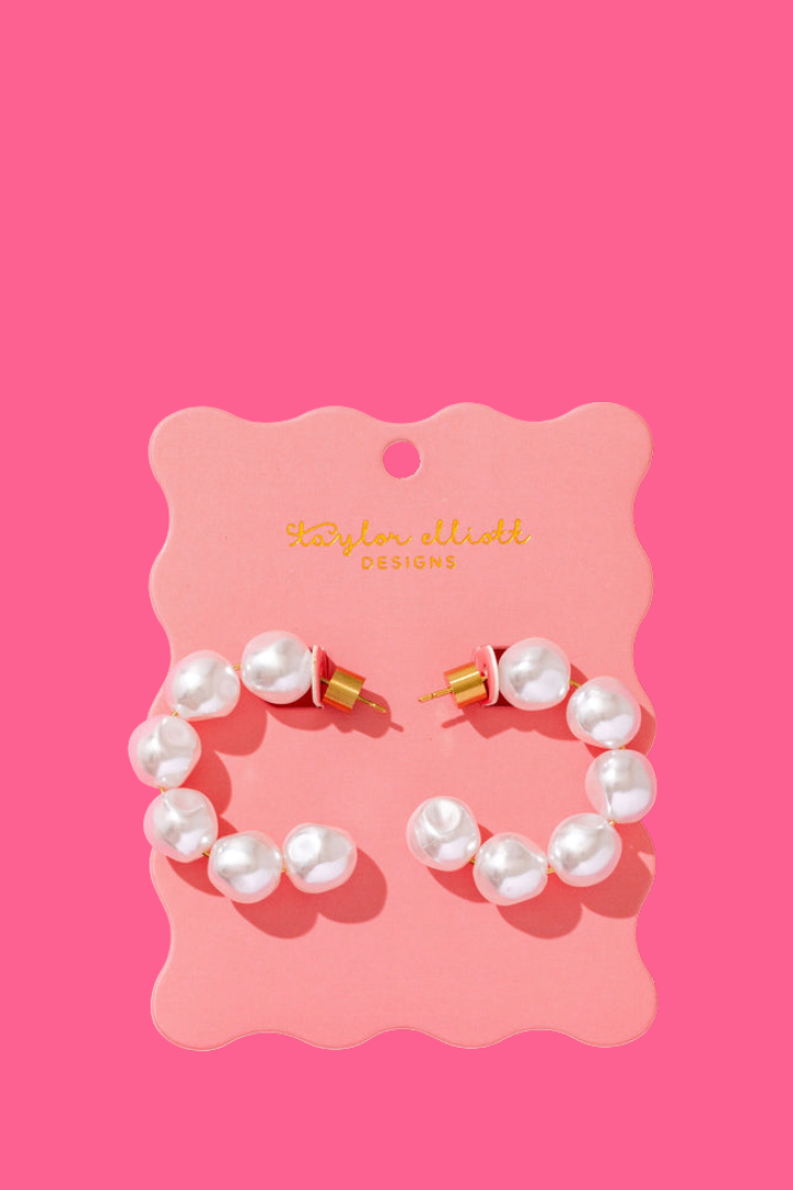 Megan Pearl Hoop Earrings-7- Jewelry-Taylor Elliot-Usher & Co - Women's Boutique Located in Atoka, OK and Durant, OK