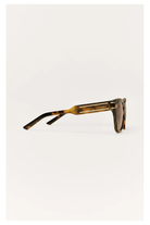 Z Supply Front Row sunglasses in brown tortoise frame with brown lenses, side view