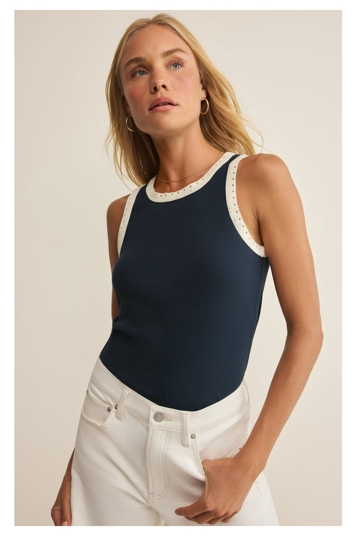 Z Supply: Clarke Rib Tank - Eclipse-1- Tops-Z Supply-Usher & Co - Women's Boutique Located in Atoka, OK and Durant, OK