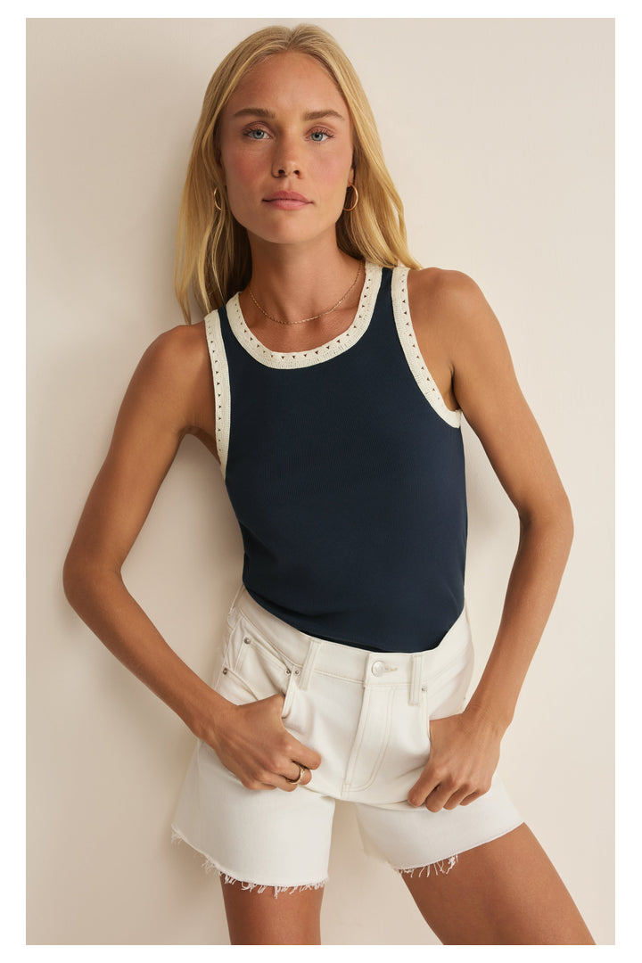 Z Supply: Clarke Rib Tank - Eclipse-1- Tops-Z Supply-Usher & Co - Women's Boutique Located in Atoka, OK and Durant, OK