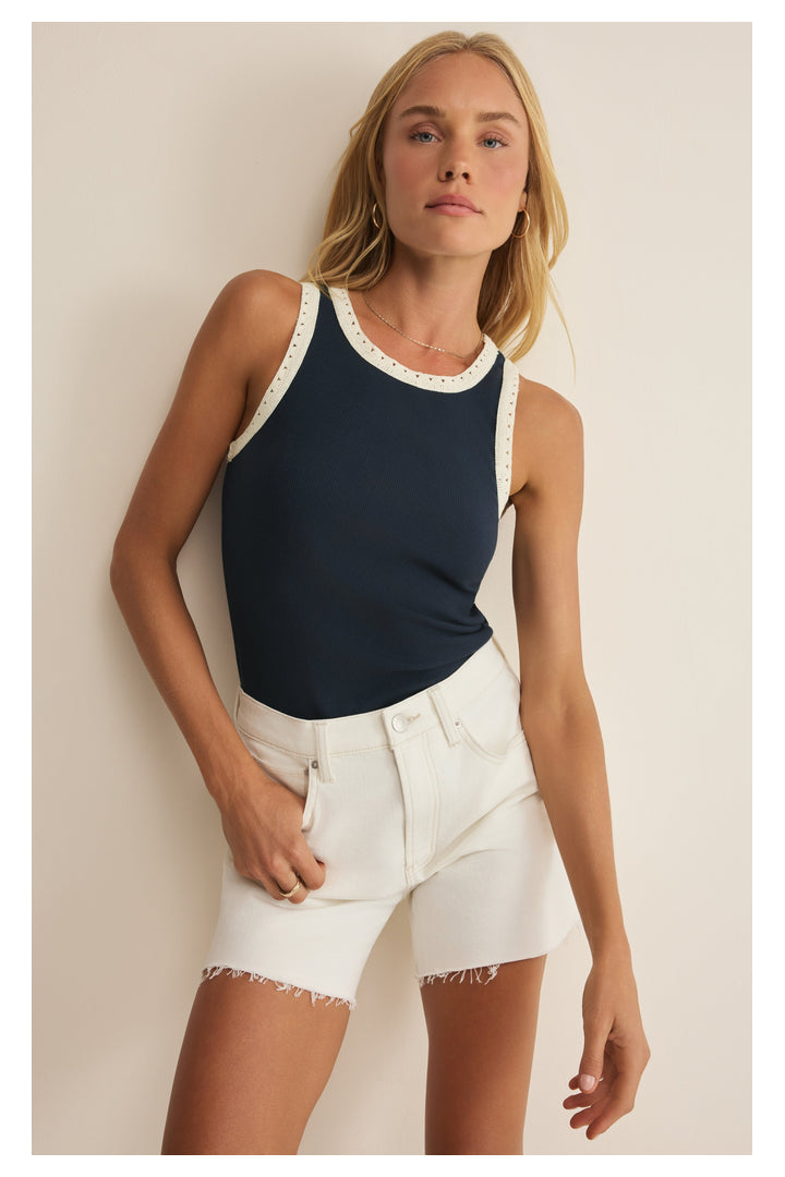 Z Supply: Clarke Rib Tank - Eclipse-1- Tops-Z Supply-Usher & Co - Women's Boutique Located in Atoka, OK and Durant, OK