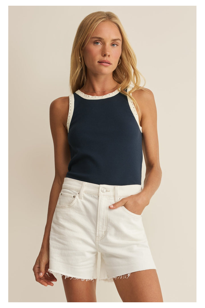 Z Supply: Clarke Rib Tank - Eclipse-1- Tops-Z Supply-Usher & Co - Women's Boutique Located in Atoka, OK and Durant, OK