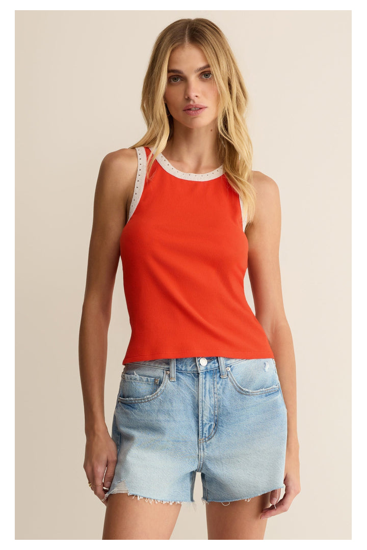 Z Supply: Clarke Rib Tank - Lychee-1- Tops-Z Supply-Usher & Co - Women's Boutique Located in Atoka, OK and Durant, OK