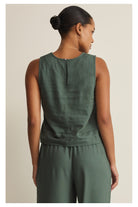 Z Supply: Sloane Linen Top - Everglade-1- Tops-Z Supply-Usher & Co - Women's Boutique Located in Atoka, OK and Durant, OK