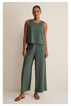 Z Supply: Sloane Linen Top - Everglade-1- Tops-Z Supply-Usher & Co - Women's Boutique Located in Atoka, OK and Durant, OK