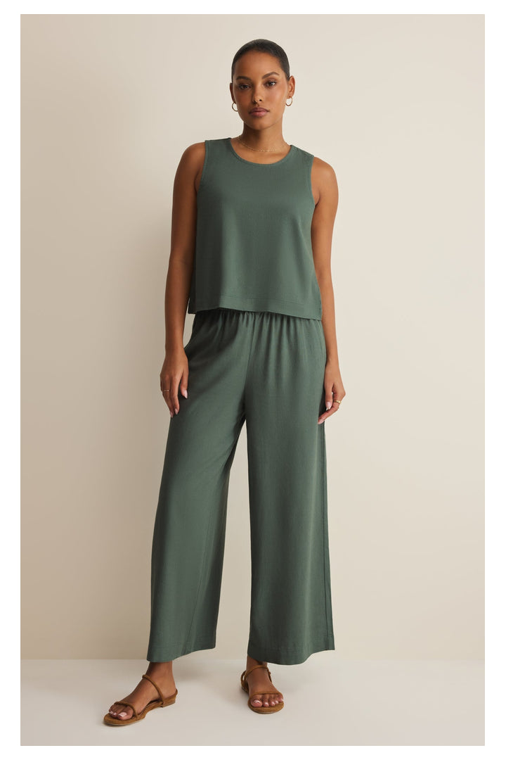 Z Supply: Sloane Linen Top - Everglade-1- Tops-Z Supply-Usher & Co - Women's Boutique Located in Atoka, OK and Durant, OK