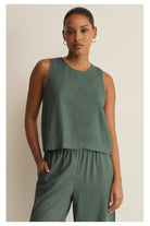 Z Supply: Sloane Linen Top - Everglade-1- Tops-Z Supply-Usher & Co - Women's Boutique Located in Atoka, OK and Durant, OK