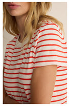 Z Supply: Junie Striped Tee - Lychee-1- Tops-Z Supply-Usher & Co - Women's Boutique Located in Atoka, OK and Durant, OK