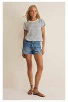 Z Supply: Junie Striped Tee - True Navy-1- Tops-Z Supply-Usher & Co - Women's Boutique Located in Atoka, OK and Durant, OK