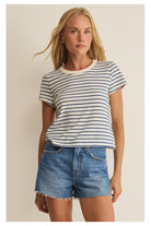 Z Supply: Junie Striped Tee - True Navy-1- Tops-Z Supply-Usher & Co - Women's Boutique Located in Atoka, OK and Durant, OK