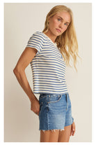 Z Supply: Junie Striped Tee - True Navy-1- Tops-Z Supply-Usher & Co - Women's Boutique Located in Atoka, OK and Durant, OK