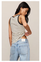 Z Supply: Rowe Striped Scoop Tank - Cloud-1- Tops-Z Supply-Usher & Co - Women's Boutique Located in Atoka, OK and Durant, OK
