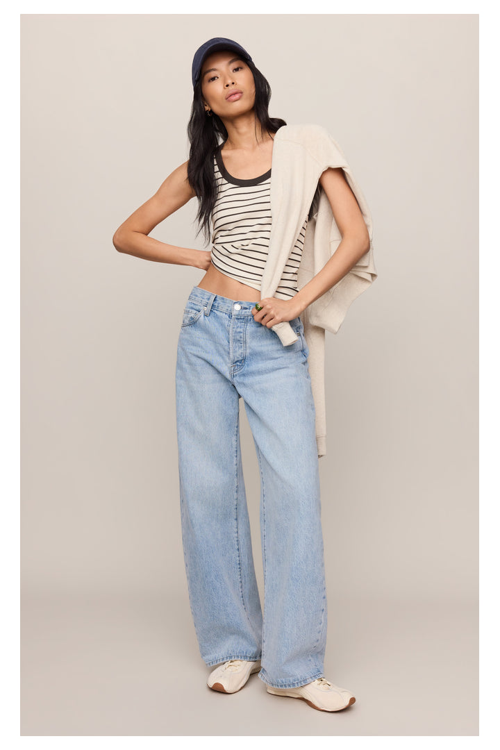 Z Supply: Rowe Striped Scoop Tank - Cloud-1- Tops-Z Supply-Usher & Co - Women's Boutique Located in Atoka, OK and Durant, OK