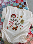 Holly Jolly T-Shirt-1- Tops-Etta + East-Usher & Co - Women's Boutique Located in Atoka, OK and Durant, OK