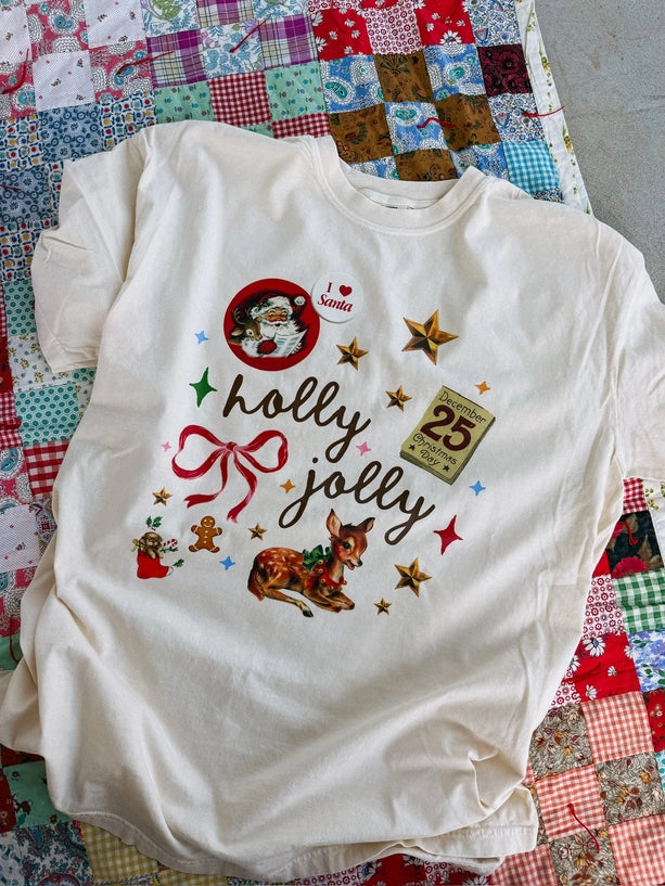 Holly Jolly T-Shirt-1- Tops-Etta + East-Usher & Co - Women's Boutique Located in Atoka, OK and Durant, OK