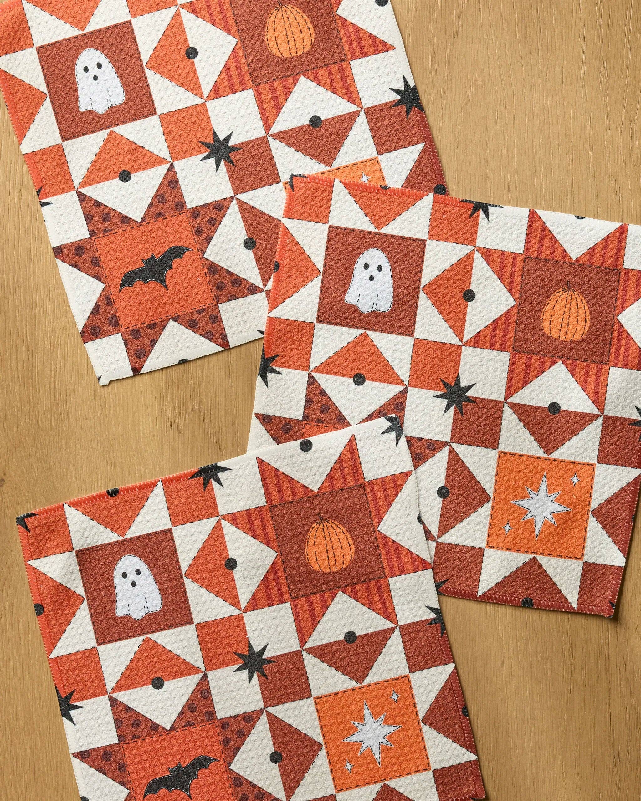 Quilt Work Dishcloth Set - Halloween 2026-Kitchen Textiles-Geometry-Usher & Co - Women's Boutique Located in Atoka, OK and Durant, OK