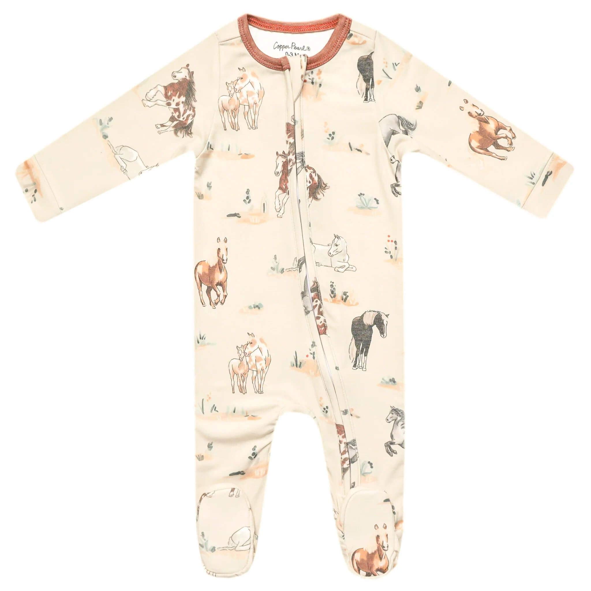 Copper Pearl: Zip-Up Footie Pajama - Montana-12- Baby/Kids/Men-Copper Pearl-Usher & Co - Women's Boutique Located in Atoka, OK and Durant, OK