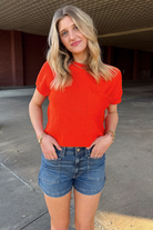 Aurora Sweater-Tomato-1- Tops-HYFVE-Usher & Co - Women's Boutique Located in Atoka, OK and Durant, OK