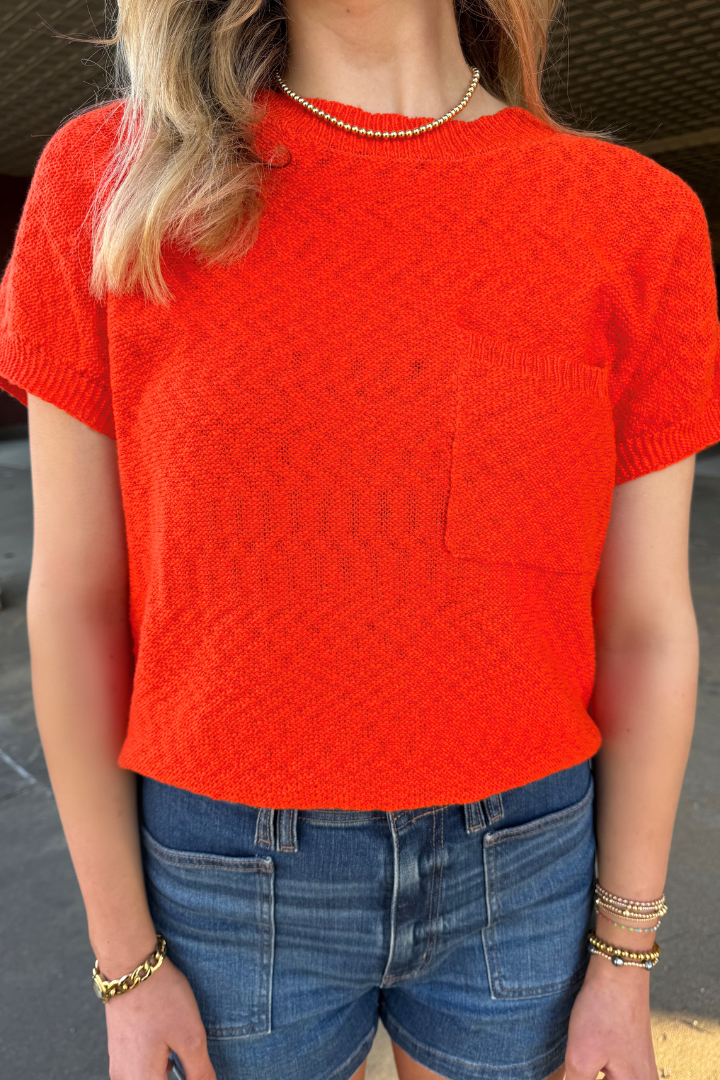 Aurora Sweater-Tomato-1- Tops-HYFVE-Usher & Co - Women's Boutique Located in Atoka, OK and Durant, OK