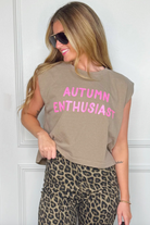 Autumn Enthusiast Muscle Tee-1- Tops-Poppy & Pine-Usher & Co - Women's Boutique Located in Atoka, OK and Durant, OK