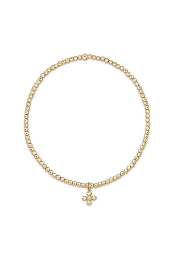 enewton: Classic Gold Bead Bracelet-Beaded Cross Charm-7- Jewelry-ENEWTON-Usher & Co - Women's Boutique Located in Atoka, OK and Durant, OK