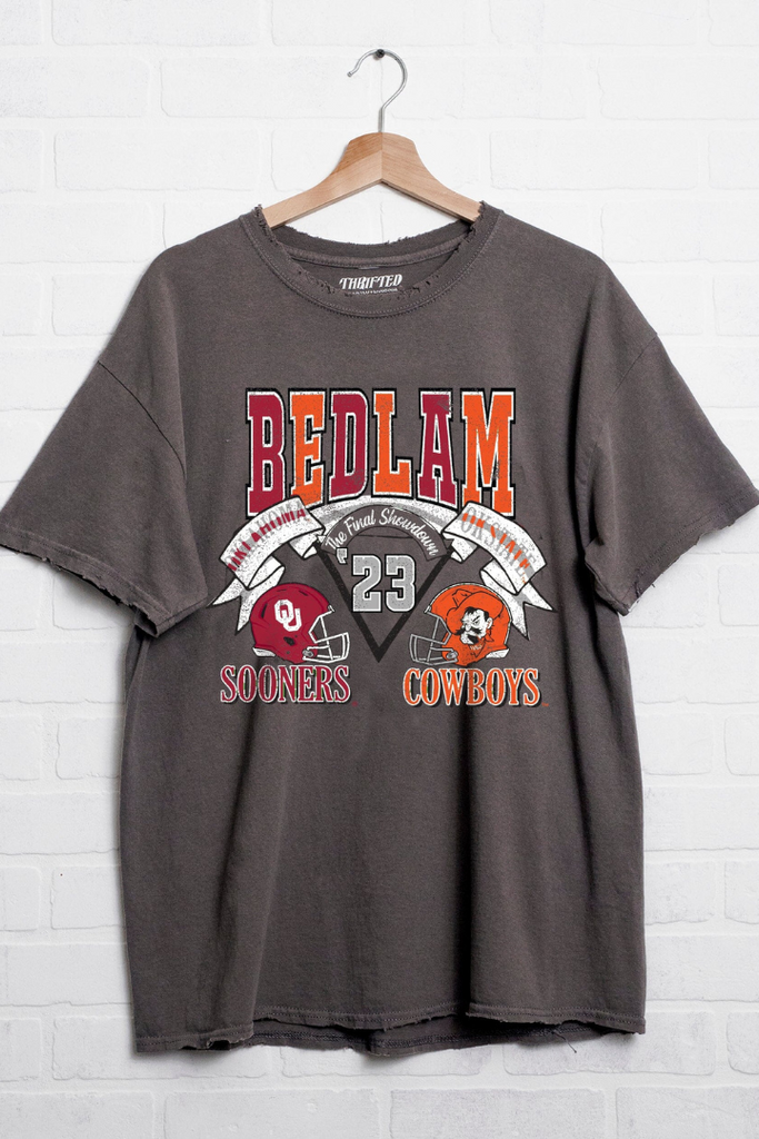 Bedlam Final Showdown Thrifted Tee-Charcoal-Sweatshirts-LIVYLU-Usher & Co - Women's Boutique Located in Atoka, OK and Durant, OK