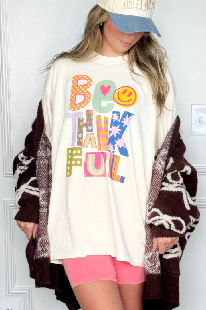 Be Thankful Tee-1- Tops-Poppy & Pine-Usher & Co - Women's Boutique Located in Atoka, OK and Durant, OK