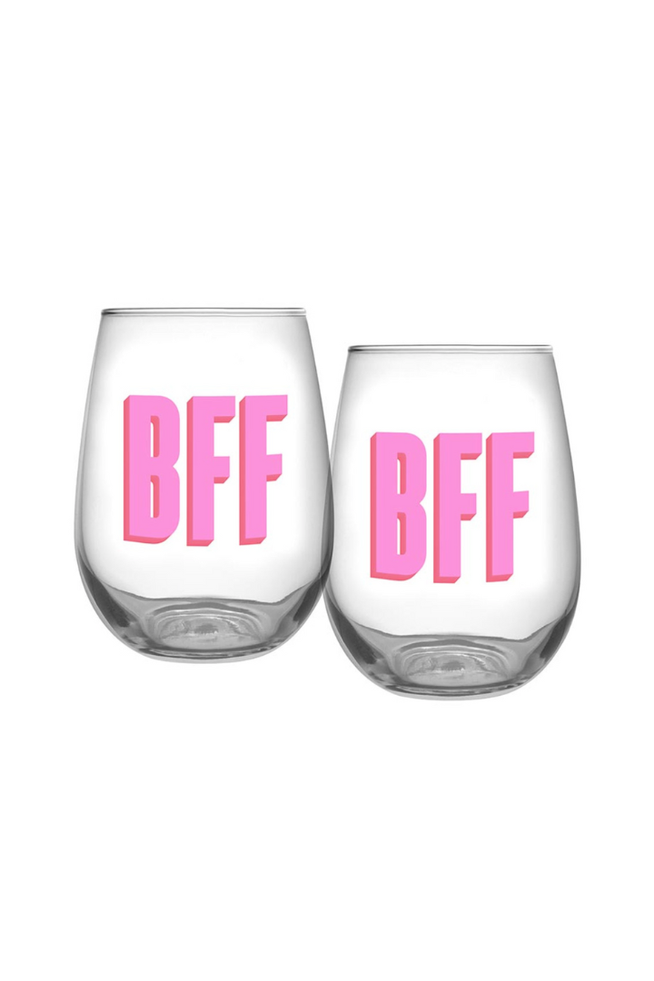 BFF Stemless Wine Glass-Set of 2-14-DISTRESSED-Slant-Usher & Co - Women's Boutique Located in Atoka, OK and Durant, OK