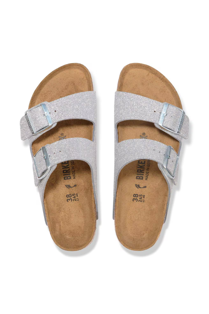 Birkenstock: Arizona-Shiny Glitter Silver-9- Shoes-BIRKENSTOCK-Usher & Co - Women's Boutique Located in Atoka, OK and Durant, OK