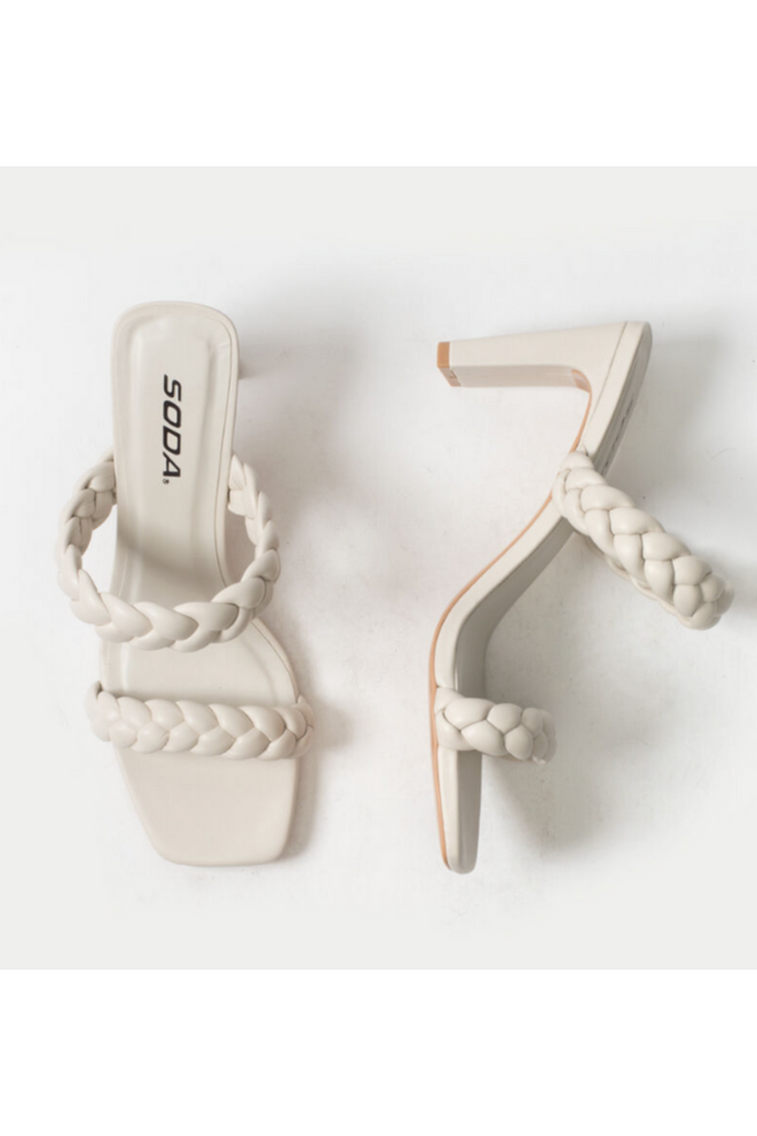 Braided Square Toe Women's Bone Heels-Heels & Wedges-Soda-Usher & Co - Women's Boutique Located in Atoka, OK and Durant, OK