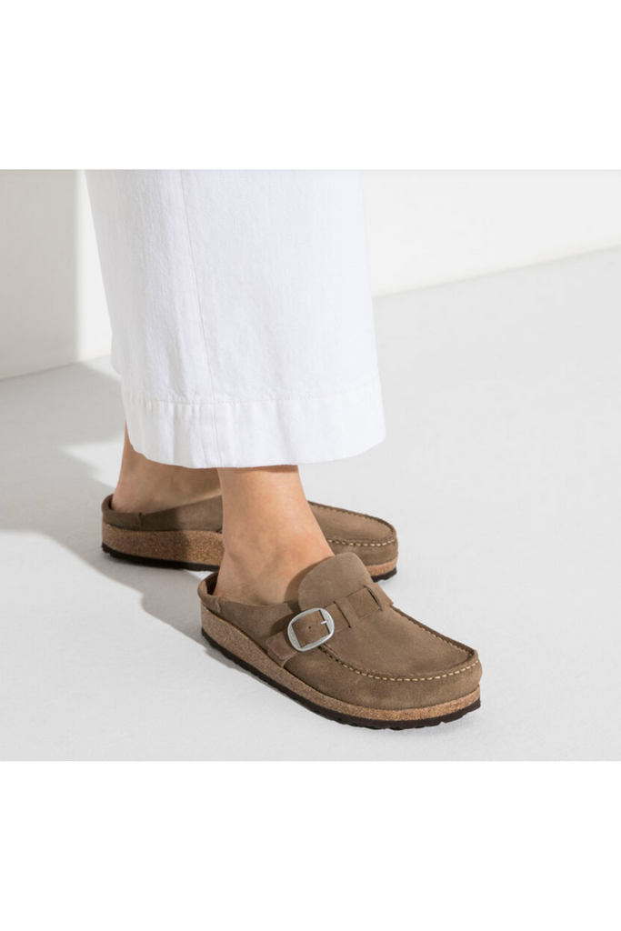 Birkenstock: Buckley, Gray Taupe Suede-Sandals-Birkenstock-Usher & Co - Women's Boutique Located in Atoka, OK and Durant, OK