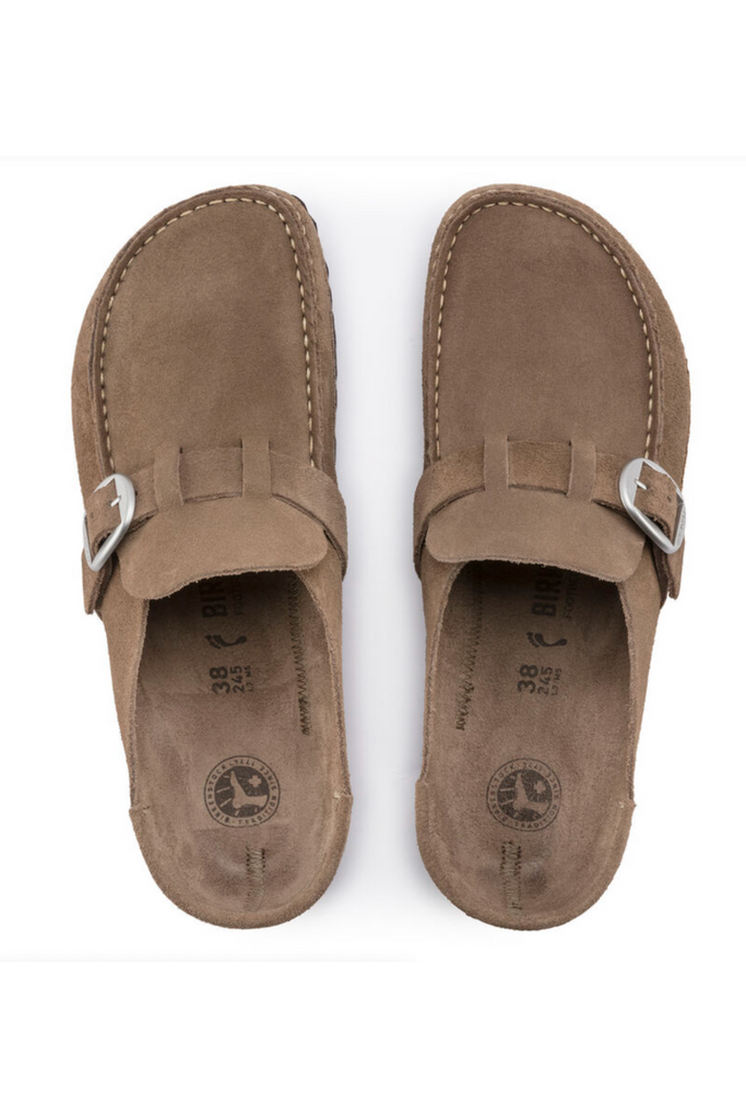 Birkenstock: Buckley, Gray Taupe Suede-Sandals-Birkenstock-Usher & Co - Women's Boutique Located in Atoka, OK and Durant, OK