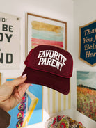 Favorite Parent Trucker Hat-Burgundy-8- Accessory-ETTA & EAST-Usher & Co - Women's Boutique Located in Atoka, OK and Durant, OK