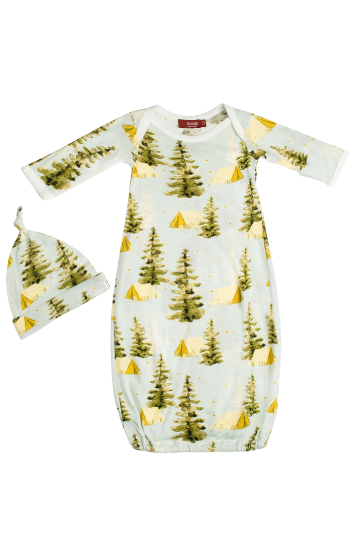 Bamboo NB Gown & Hat-Camping-12- Baby/Kids/Men-Milkbarn-Usher & Co - Women's Boutique Located in Atoka, OK and Durant, OK