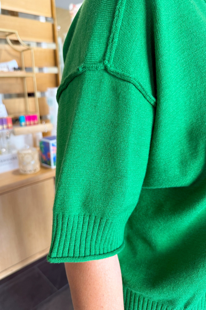 Chill Crewneck Sweater-Kelly Green-1- Tops-Glam-Usher & Co - Women's Boutique Located in Atoka, OK and Durant, OK