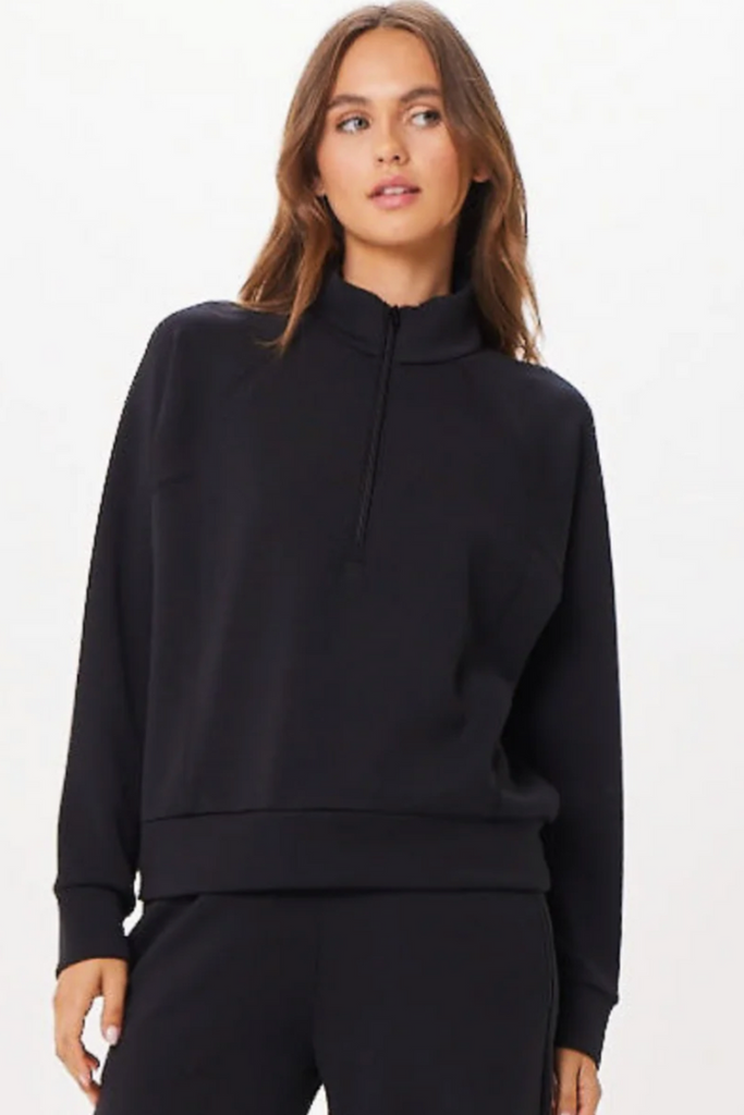 Cloud Fleece Half Zip-Black-Sets-Vintage Havana-Usher & Co - Women's Boutique Located in Atoka, OK and Durant, OK
