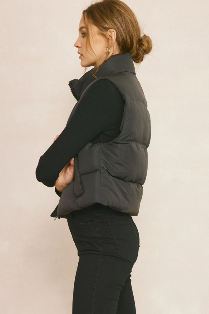 Puffer Vest-Cropped-OUTERWEAR-Entro-Usher & Co - Women's Boutique Located in Atoka, OK and Durant, OK