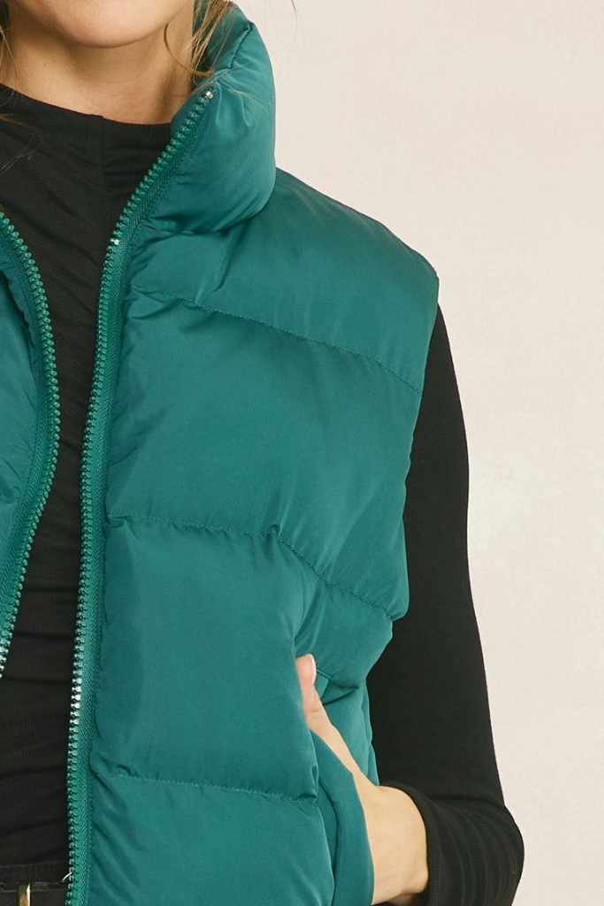 Puffer Vest-Cropped-OUTERWEAR-Entro-Usher & Co - Women's Boutique Located in Atoka, OK and Durant, OK