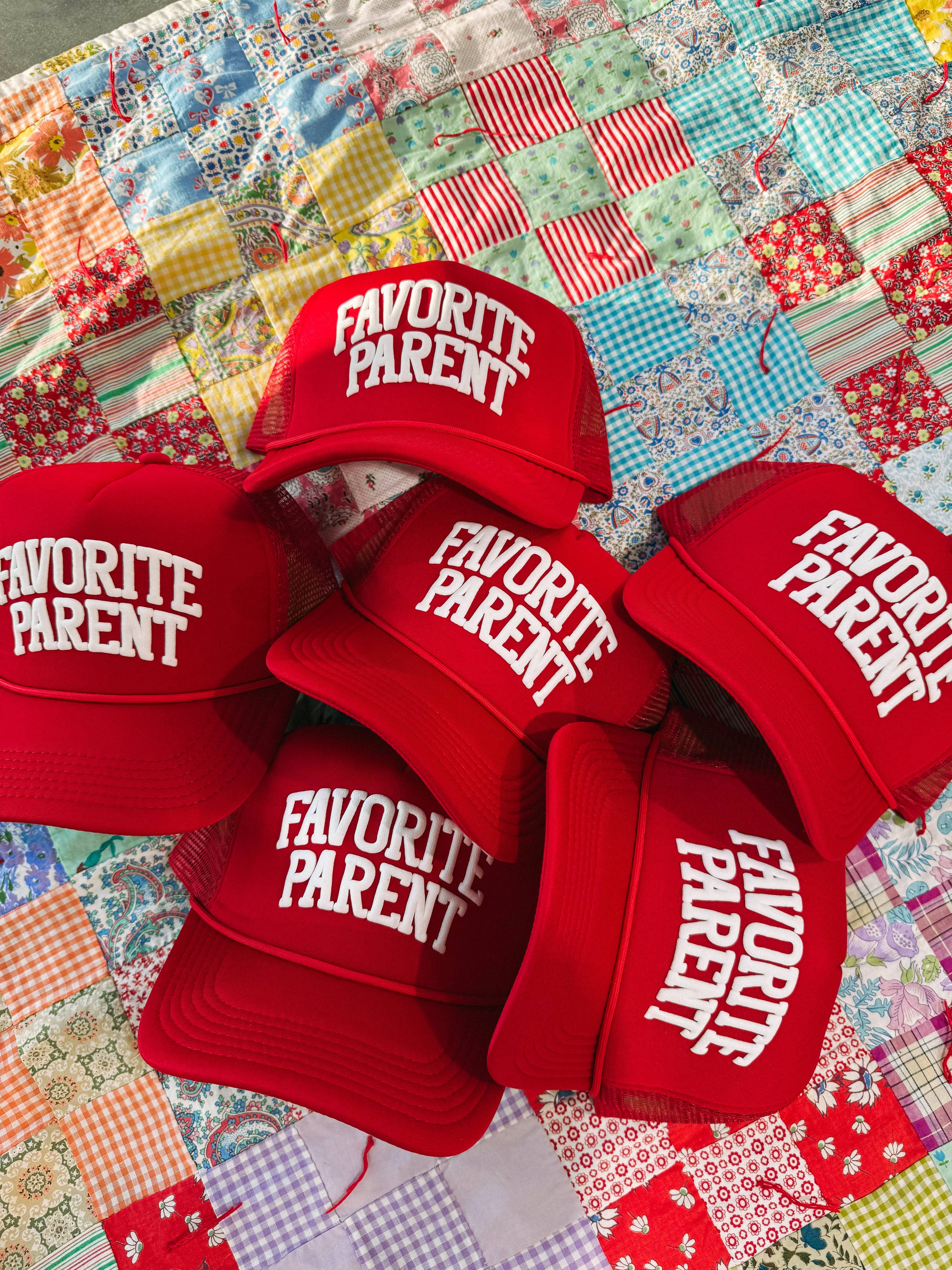 Favorite Parent Trucker Hat - Red-8- Accessory-ETTA & EAST-Usher & Co - Women's Boutique Located in Atoka, OK and Durant, OK