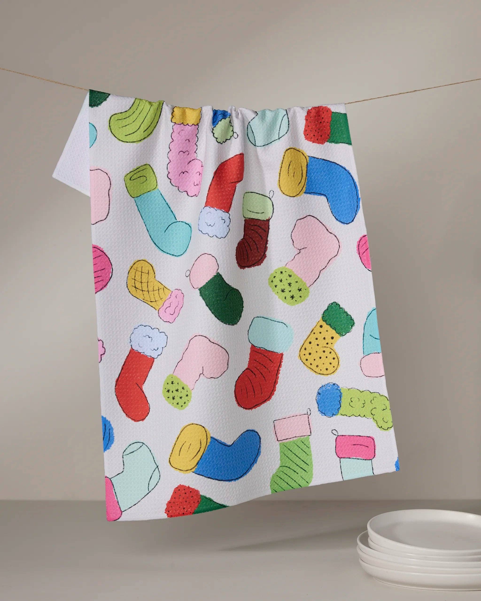 GEOMETRY: Silly Stockings Tea Towel-11- Gift/Home-Geometry-Usher & Co - Women's Boutique Located in Atoka, OK and Durant, OK