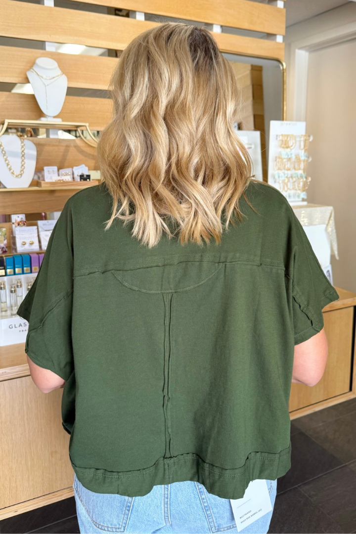 The Donna Tee-Army Green-1- Tops-Zenana-Usher & Co - Women's Boutique Located in Atoka, OK and Durant, OK