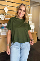 The Donna Tee-Army Green-1- Tops-Zenana-Usher & Co - Women's Boutique Located in Atoka, OK and Durant, OK
