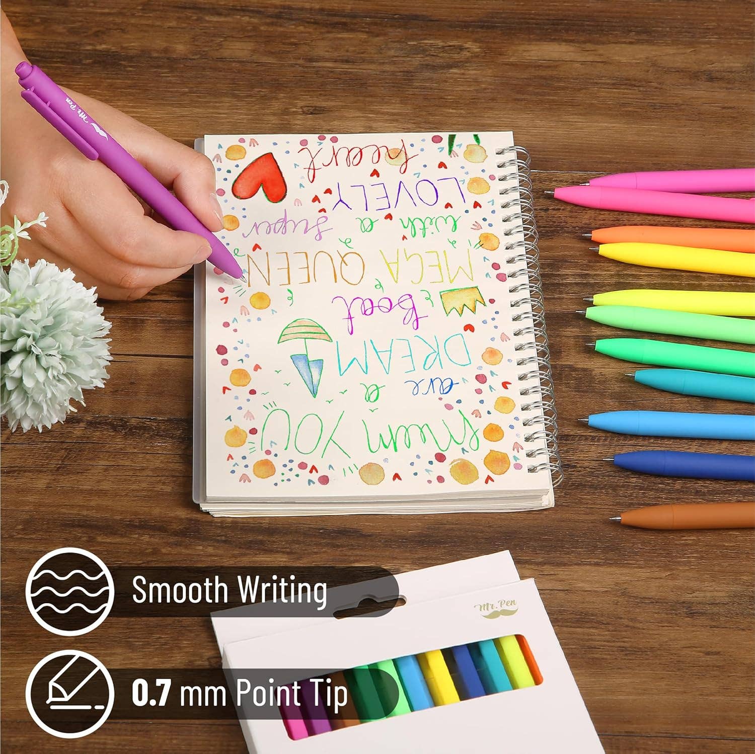 Cute 12-Pack Retractable Gel Pens with Colored Ink-11- Gift/Home-Mr. Pen-Usher & Co - Women's Boutique Located in Atoka, OK and Durant, OK